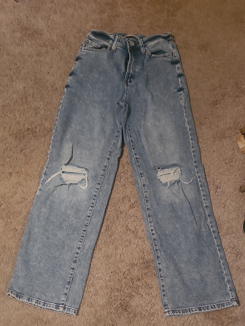 SO Distressed Straight-Leg Jeans - Light Blue